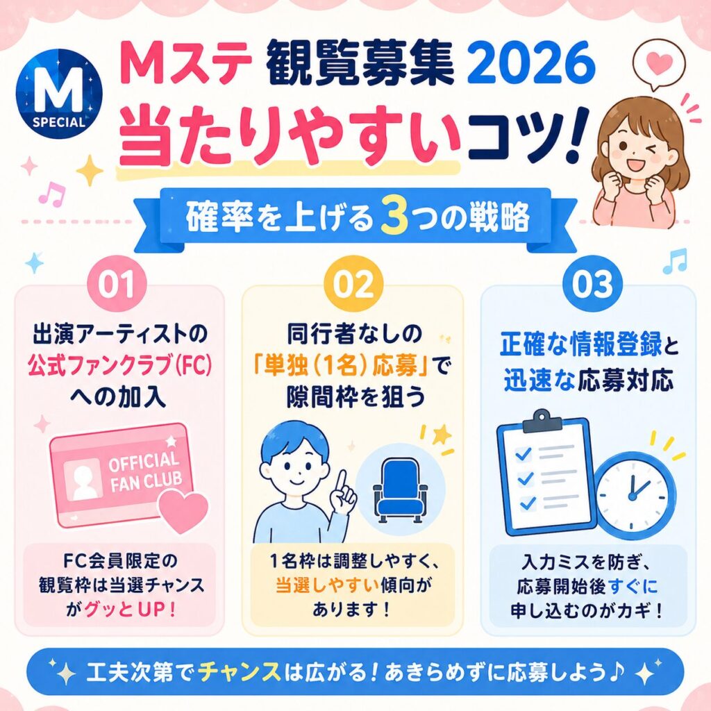 Mステ観覧募集2026で当たりやすいコツ！確率を上げる3つの戦略