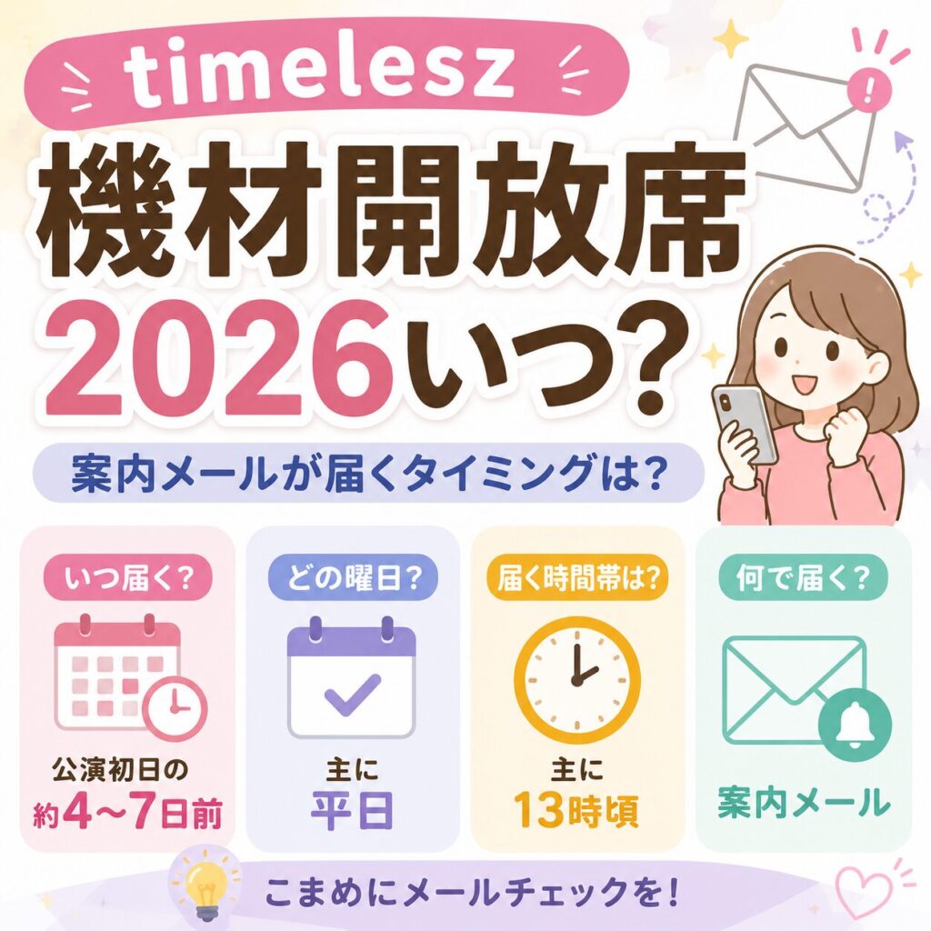 timelesz機材開放席2026いつ？メール確認方法と当たりやすいコツ