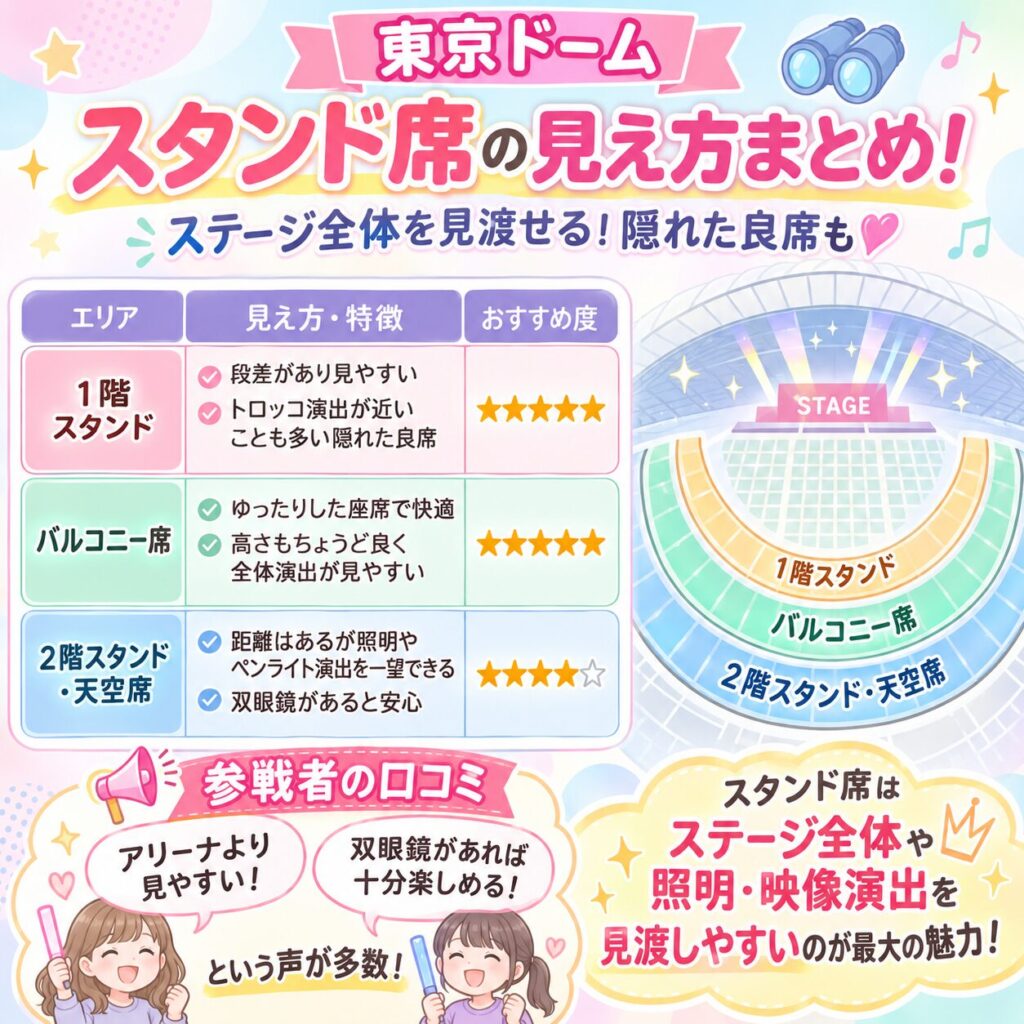 東京ドームのスタンド席の見え方