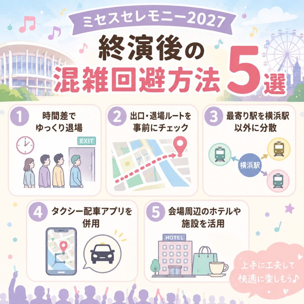 ミセスセレモニー2027は何時から何時まで？終演後の混雑回避方法5選！