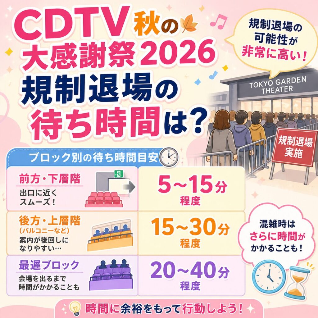 CDTV秋の大感謝祭2026の規制退場の待ち時間は？