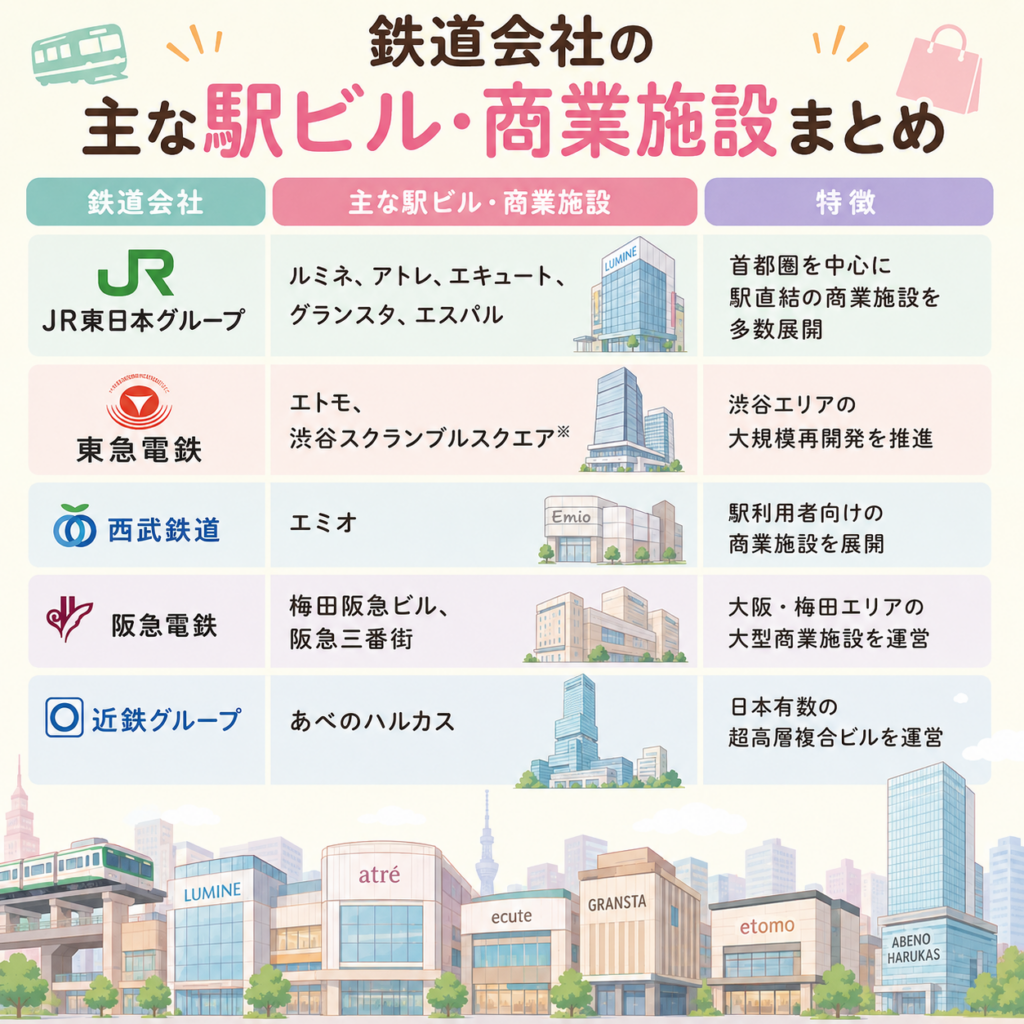 鉄道会社の駅ビル
商業施設