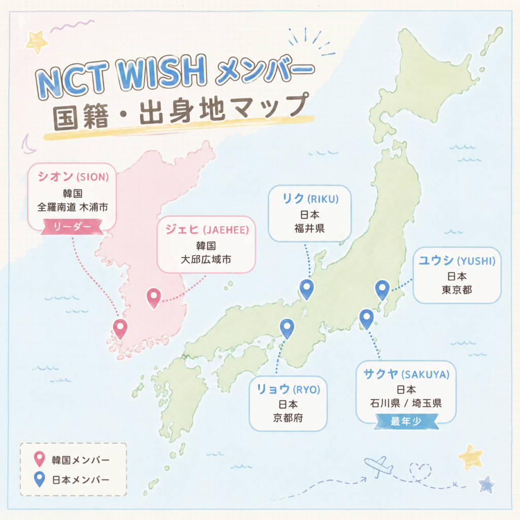 NCT WISHメンバーの国籍・出身地一覧