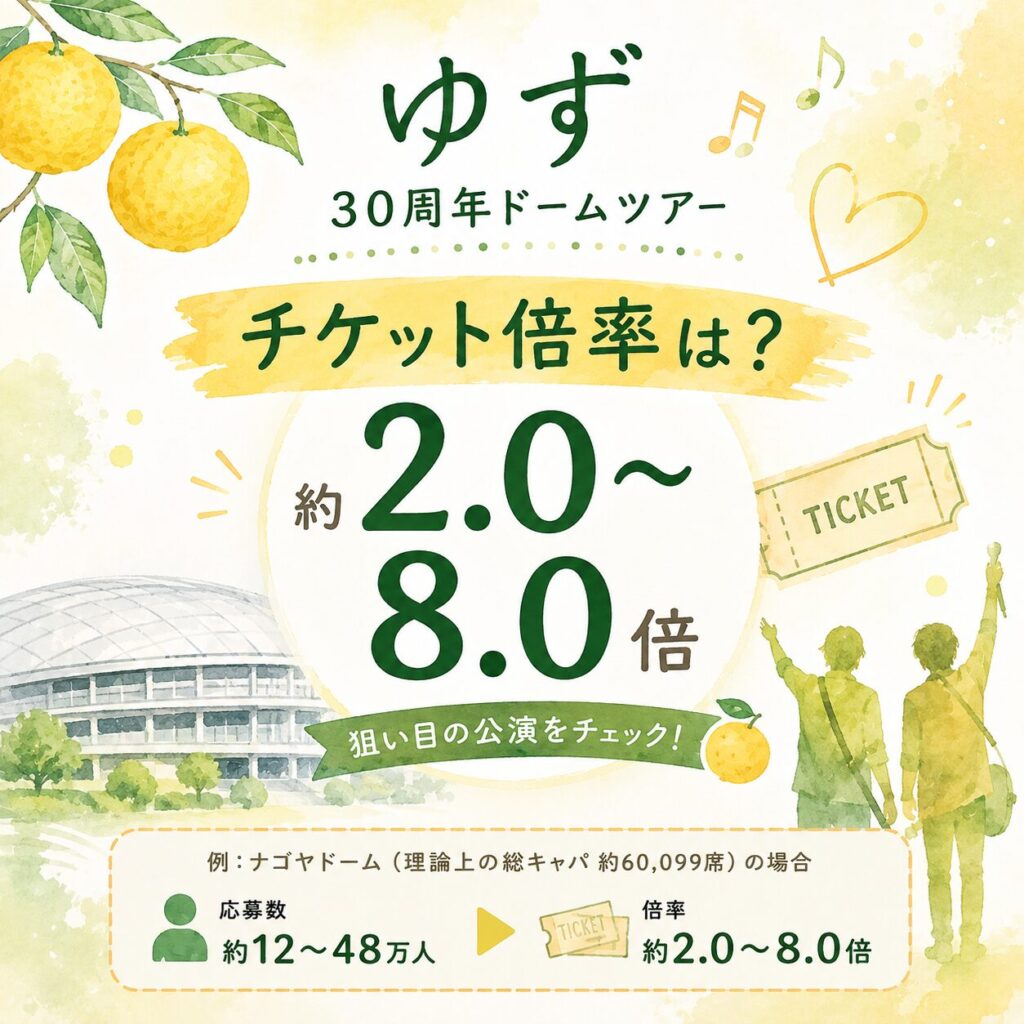 ゆず30周年ライブ2026の倍率は？